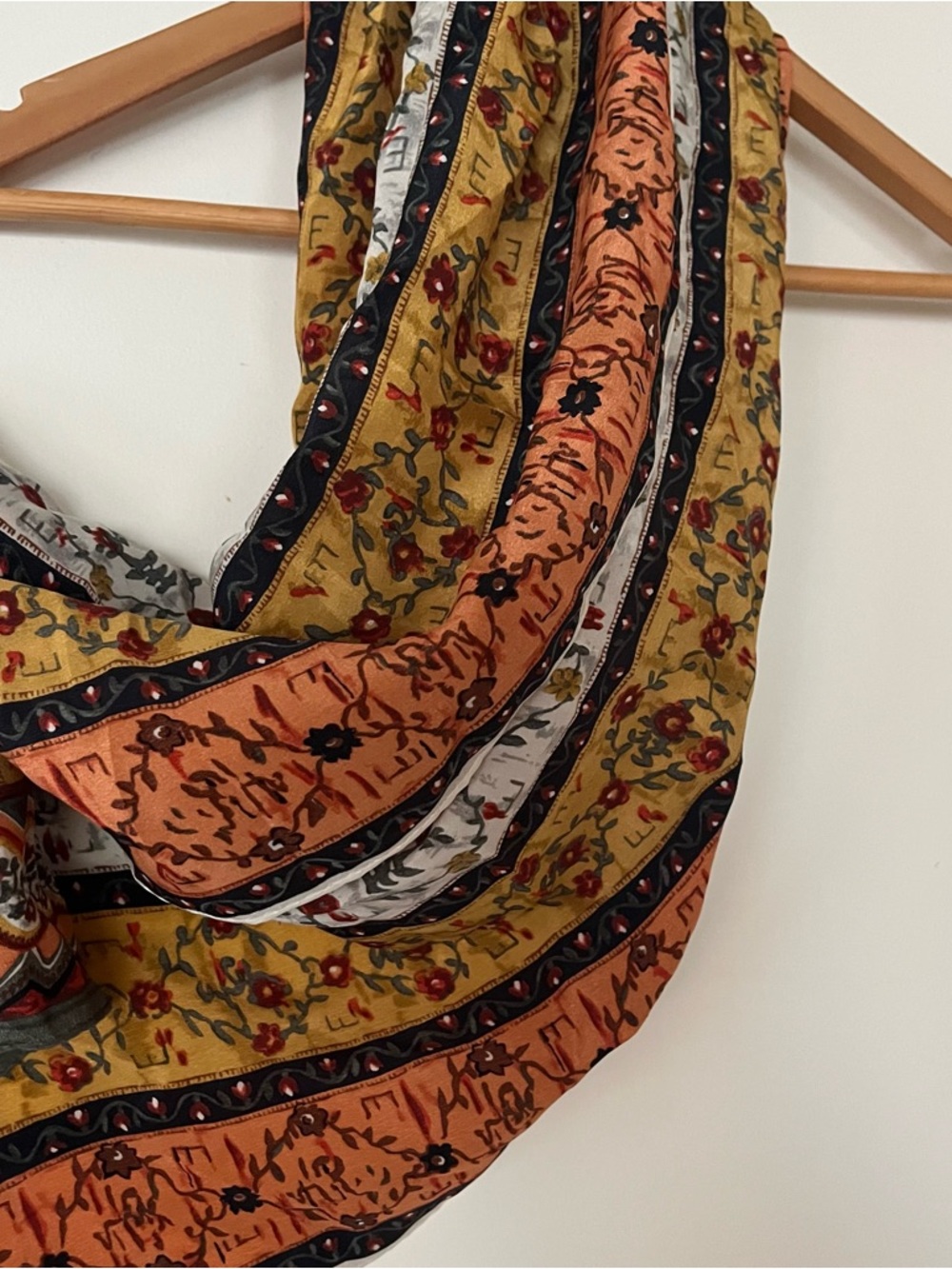 Silk The Met terracotta, mustard, olive & navy Scarf